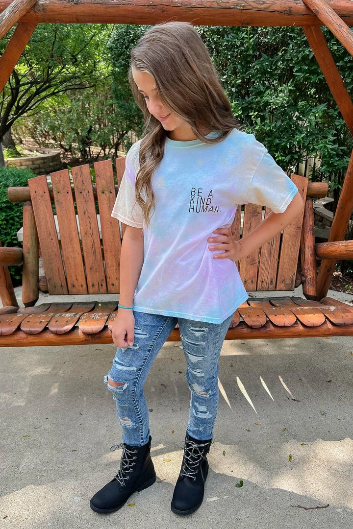 RRD New Arrivals (KIDS) "Be A Kind Human" Tie Dye Tee - Multi 4 RRD New Arrivals (KIDS) "Be A Kind Human" Tie Dye Tee - Multi