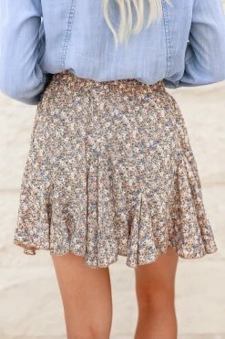 Newbury Kustom Small Flying High Floral Skirt - Camel 13 Newbury Kustom Small Flying High Floral Skirt - Camel