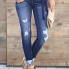 Bottoms KAN CAN Retro Exposed Button Jeans - Dark Wash