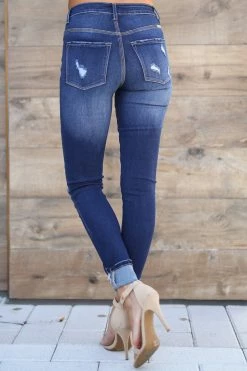 Bottoms KAN CAN Retro Exposed Button Jeans - Dark Wash