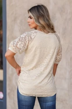 Bibi Take You Downtown Lace Top - Stone