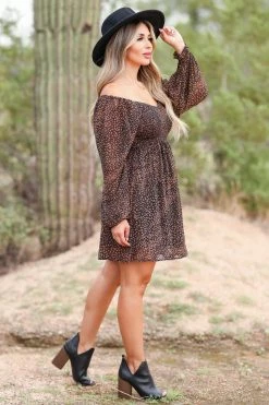 Newbury Kustom Dance With Me Long Sleeve Dress - Black & Mocha Small