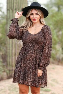 Newbury Kustom Dance With Me Long Sleeve Dress - Black & Mocha Small