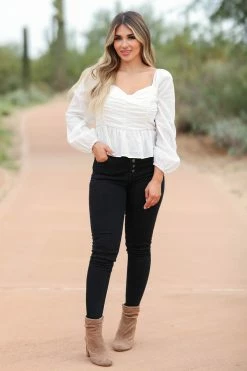 Newbury Kustom Belle Of The Ball Long Sleeve Top - White Small