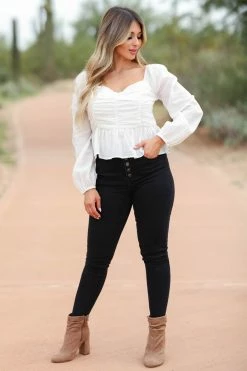 Newbury Kustom Belle Of The Ball Long Sleeve Top - White Small