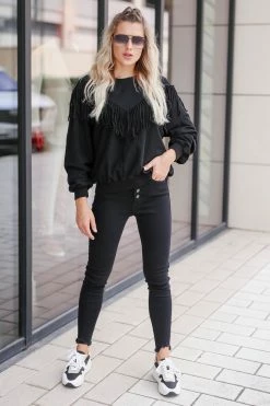 Newbury Kustom Enough For You Fringe Sweatshirt - Black Medium