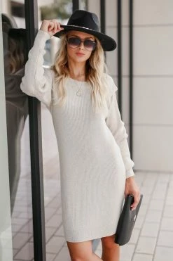 PR-01 Medium CBRAND Turn Heads Sweater Dress - Oatmeal