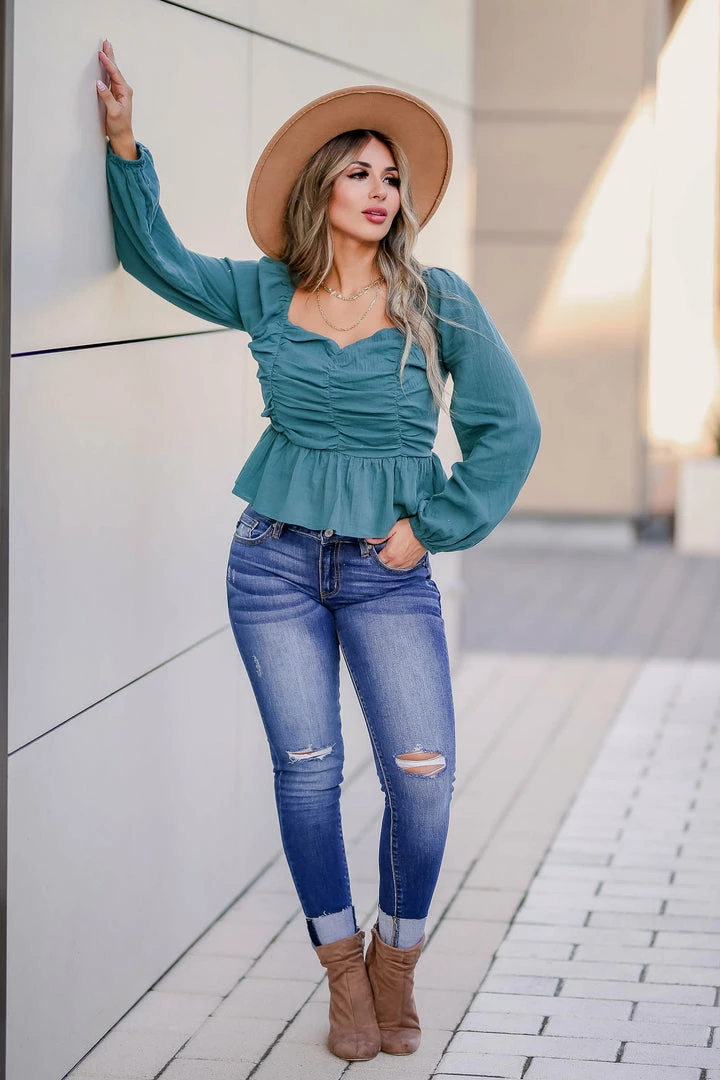 Newbury Kustom Belle Of The Ball Long Sleeve Top - Teal Small 7 Newbury Kustom Belle Of The Ball Long Sleeve Top - Teal Small