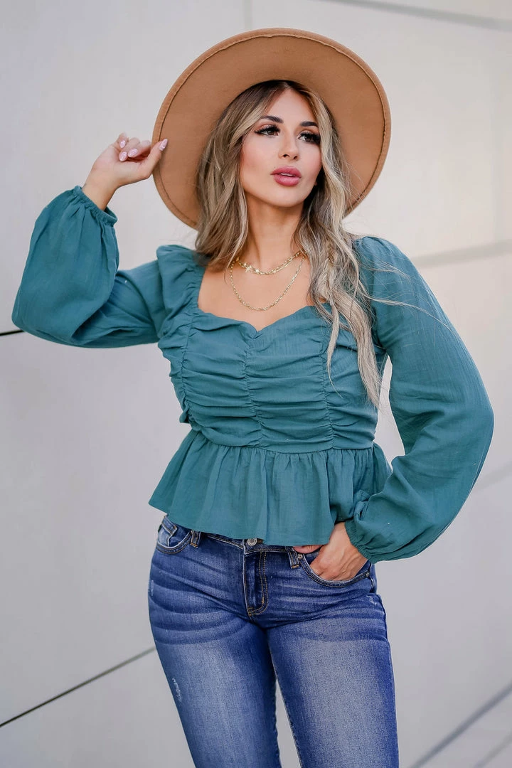 Newbury Kustom Belle Of The Ball Long Sleeve Top - Teal Small 3 Newbury Kustom Belle Of The Ball Long Sleeve Top - Teal Small