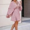 Promesa Free At Heart Bubble Sleeve Dress - Dusty Rose Small 1 Promesa Free At Heart Bubble Sleeve Dress - Dusty Rose Small