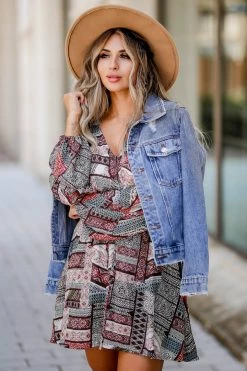 Promesa Small Out West Long Sleeve Dress - Multi