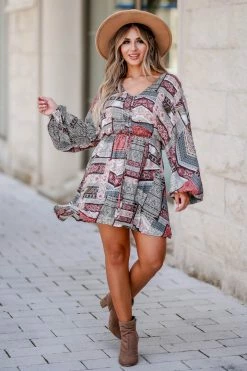 Promesa Small Out West Long Sleeve Dress - Multi