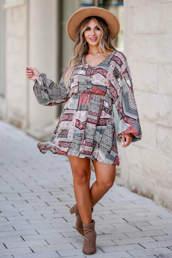Promesa Small Out West Long Sleeve Dress - Multi 4 Promesa Small Out West Long Sleeve Dress - Multi