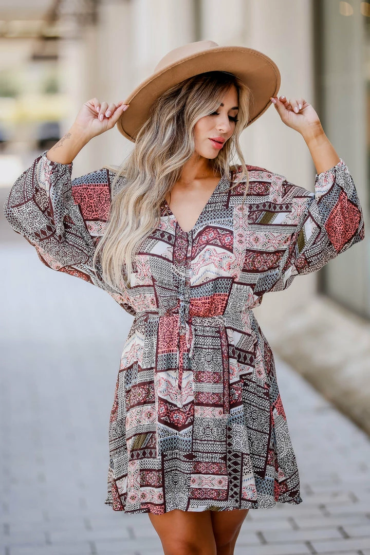 Promesa Small Out West Long Sleeve Dress - Multi 8 Promesa Small Out West Long Sleeve Dress - Multi