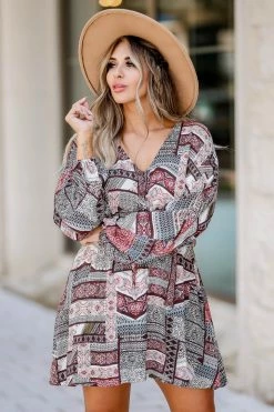 Promesa Small Out West Long Sleeve Dress - Multi 12 Promesa Small Out West Long Sleeve Dress - Multi
