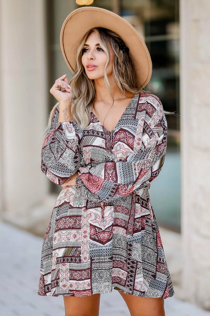 Promesa Small Out West Long Sleeve Dress - Multi 6 Promesa Small Out West Long Sleeve Dress - Multi