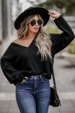 PR-01 CBRAND Back To Basics Cable Knit Sweater - Black