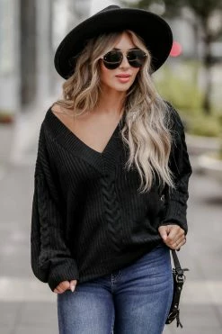 PR-01 CBRAND Back To Basics Cable Knit Sweater - Black