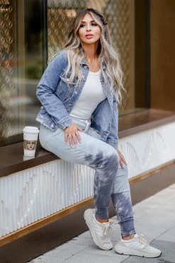 FL-01 CBRAND Fearless Distressed Denim Jacket - Medium Wash