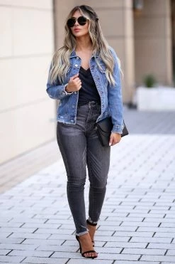 FL-01 CBRAND Fearless Distressed Denim Jacket - Medium Wash