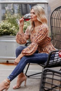 FL-01 2XL CBRAND Just One Look Floral Top - Mustard