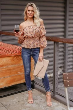 FL-01 2XL CBRAND Just One Look Floral Top - Mustard