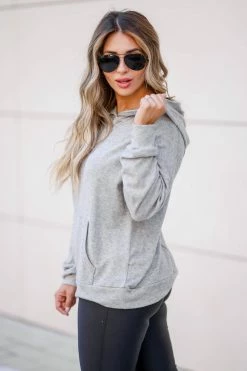 First Love Small Believe It Hooded Pullover - Heather Grey