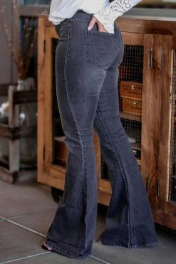 Newbury Kustom Kyla Denim Flare Pants - Vintage Black