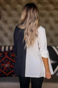 AN-01 CBRAND Boys Club Color Block Blazer - Black & Ivory Outerwear