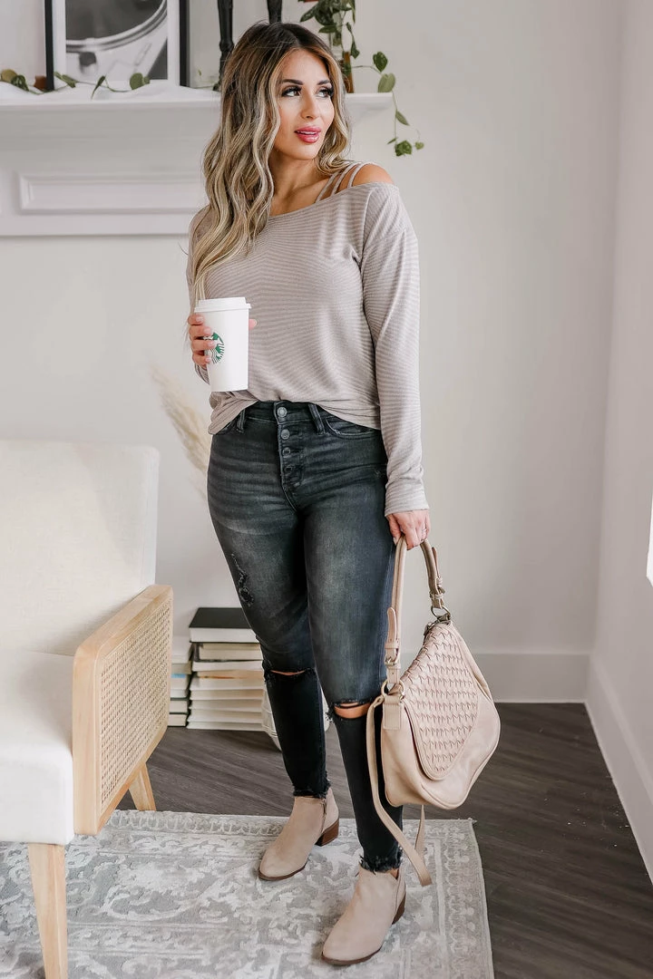 First Love News Flash Strappy Top - Taupe 7 First Love News Flash Strappy Top - Taupe