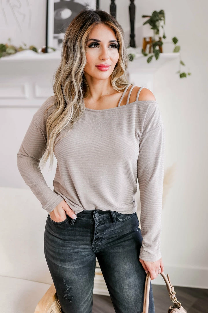 First Love News Flash Strappy Top - Taupe 3 First Love News Flash Strappy Top - Taupe