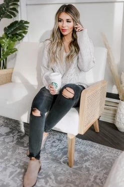 Promesa Large State Of Bliss Cable Knit Sweater - Oatmeal