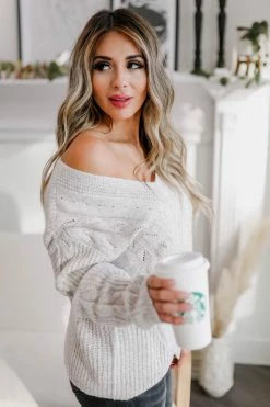 Promesa Large State Of Bliss Cable Knit Sweater - Oatmeal