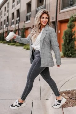 KAN CAN Simone Distressed Hem Skinny Jeans - Grey Bottoms