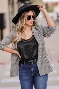 New Arrivals MYSTREE Light Of My Life Lace Trim Cami - Black