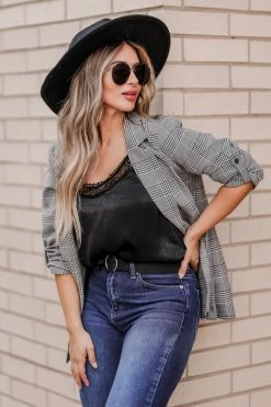 AN-01 CBRAND Boys Club Plaid Blazer - Black Outerwear