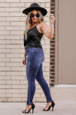 New Arrivals MYSTREE Light Of My Life Lace Trim Cami - Black