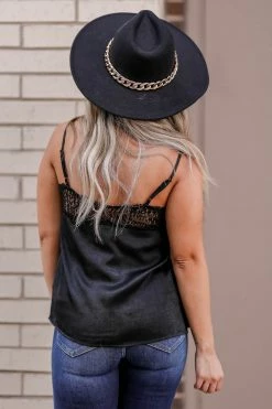 New Arrivals MYSTREE Light Of My Life Lace Trim Cami - Black