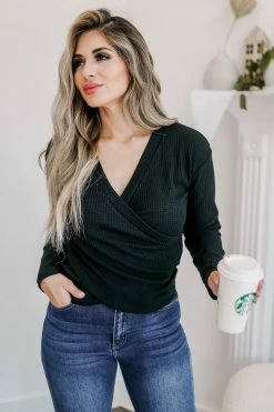 PR-01 CBRAND Keep In Touch Wrap Top - Black Small