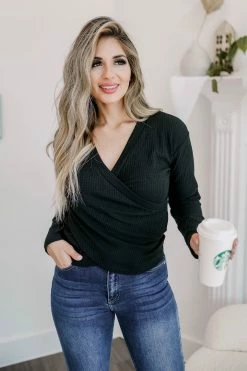 PR-01 CBRAND Keep In Touch Wrap Top - Black Small