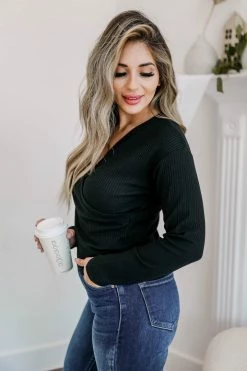 PR-01 CBRAND Keep In Touch Wrap Top - Black Small