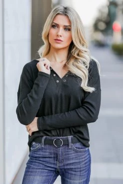 First Love Small In A Dream Long Sleeve Top - Black