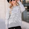 Promesa Life Of The Party Zebra Sweater - Heather Grey Medium 1 Promesa Life Of The Party Zebra Sweater - Heather Grey Medium