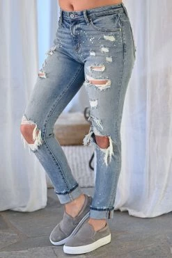 KAN CAN Jenna Distressed Skinny Jeans - Light Wash New Arrivals