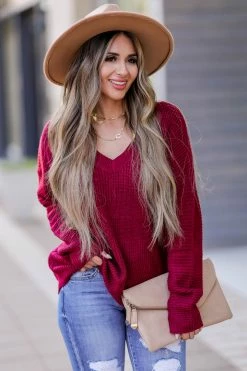 PR-01 Small CBRAND Cozy On Up Sweater - Wine 11 PR-01 Small CBRAND Cozy On Up Sweater - Wine