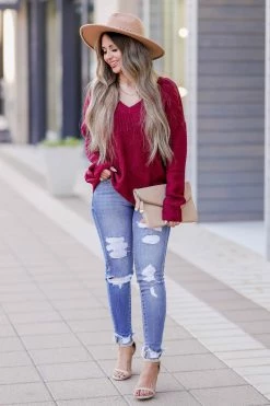 PR-01 Small CBRAND Cozy On Up Sweater - Wine 10 PR-01 Small CBRAND Cozy On Up Sweater - Wine