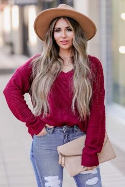 PR-01 Small CBRAND Cozy On Up Sweater - Wine