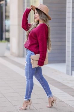 PR-01 Small CBRAND Cozy On Up Sweater - Wine 12 PR-01 Small CBRAND Cozy On Up Sweater - Wine