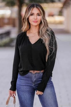 NK-01 CBRAND Pleasantly Surprised Peasant Top - Black