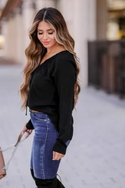 NK-01 CBRAND Pleasantly Surprised Peasant Top - Black